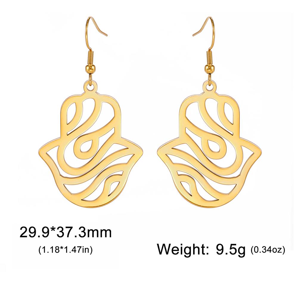 Dawapara Hamsa Hand Dangle Earrings Filigree Evil Eye Fatima Hand Evil Eye Pendant Stainless Steel Je Jewelry