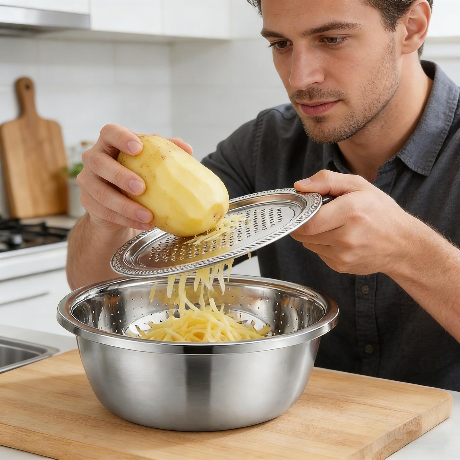 

Rice Washer Strainer Bowl Shredding Drainage Bowl Multifunctional Basin With Grater For Kitchen Salad Vegetables Baking Cooking China Mainland