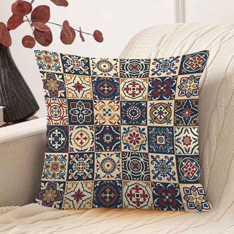 Bohemian Ethnic Style Pillow Colorful Retro Geometric Print Pillow Famous Hotel Inn Sofa Square Pillow