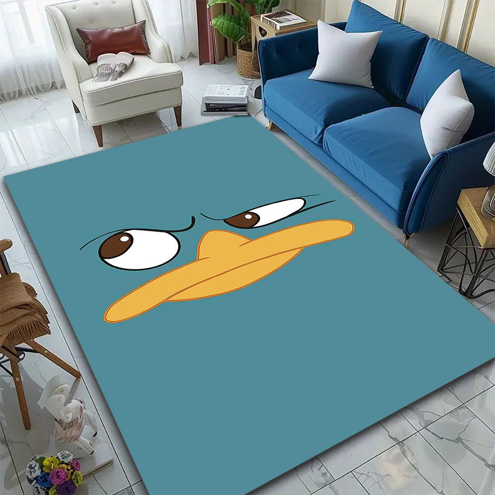 Steely-Eyed Cartoon Duck Face Design Patterned carpet, suitable as a non slip play mat for the living room and bedroom sofa