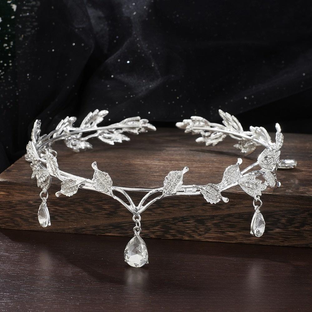 Leaves Shape Forehead Chain Rhinestone Forehead Ornaments Sweet Bride Tiara  Wedding