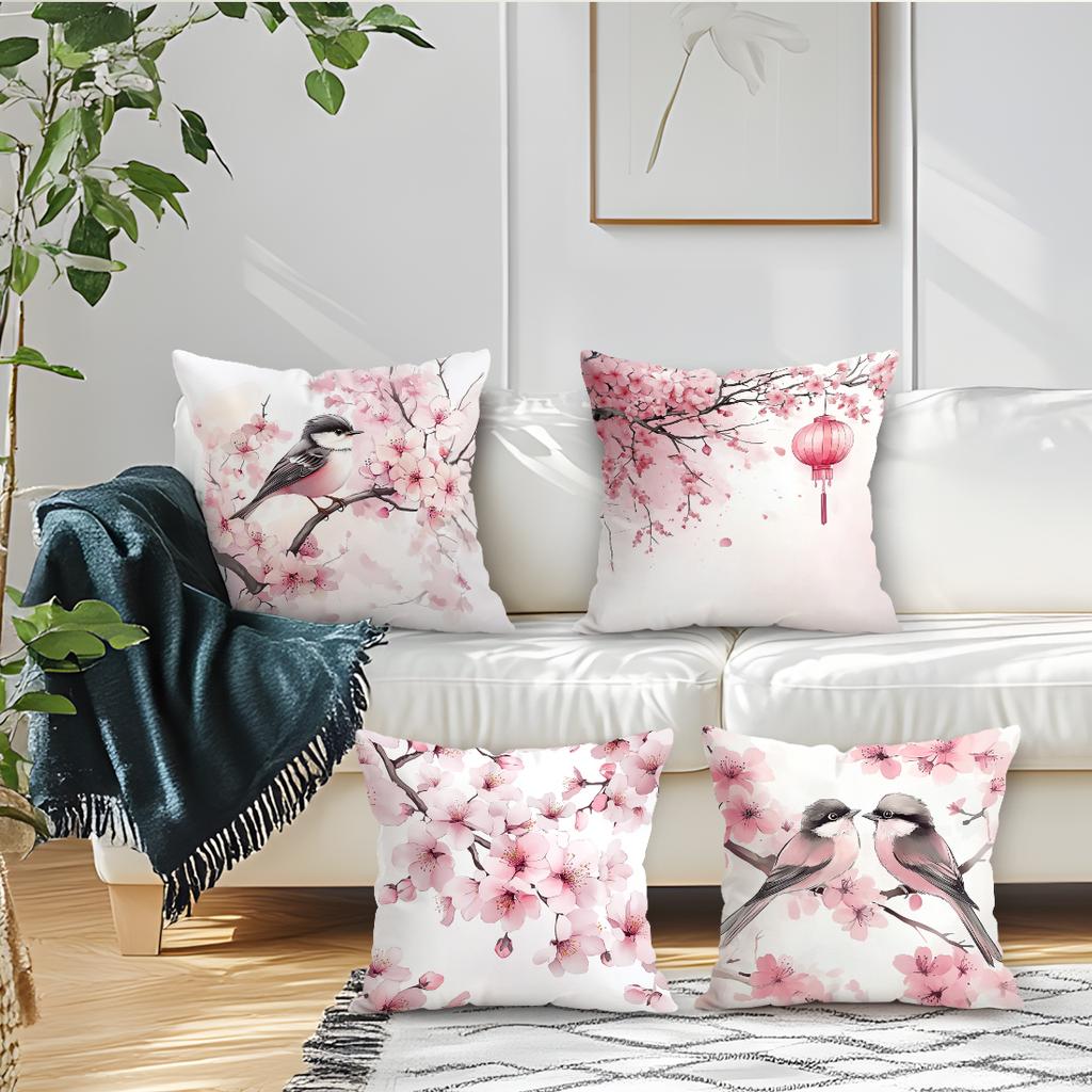 Pink Cherry Blossoms Pillowcase Printed Polyester 40/45/50Cm Throw Pillowcover Decorative Sofa Cushion Pillowslip Home Decor