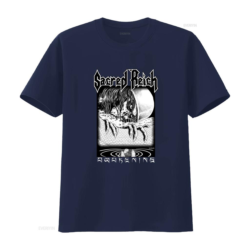Sacred Reich Awakening Tour T Shirt Heavy Metal Band Design Fit Premium Quality Print Vintage Washed Casual Designer Clothes
