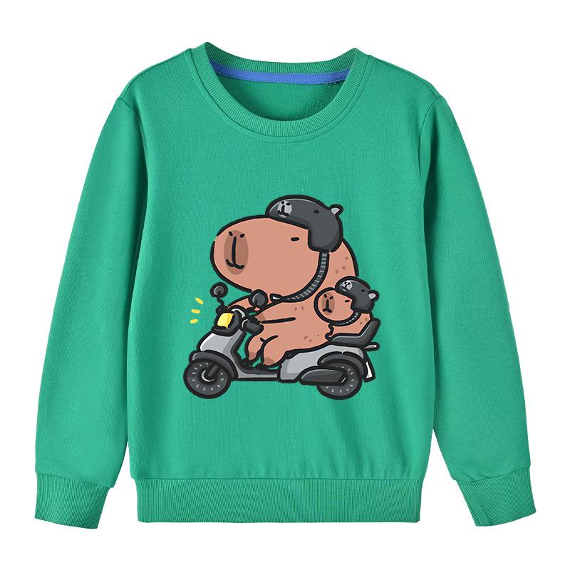 Children's Clothing Kawaii Cartoon Capybara Print Long Sleeve T-shirt Animal Capibara Sport Shirts Kids Cotton Sweatshirt