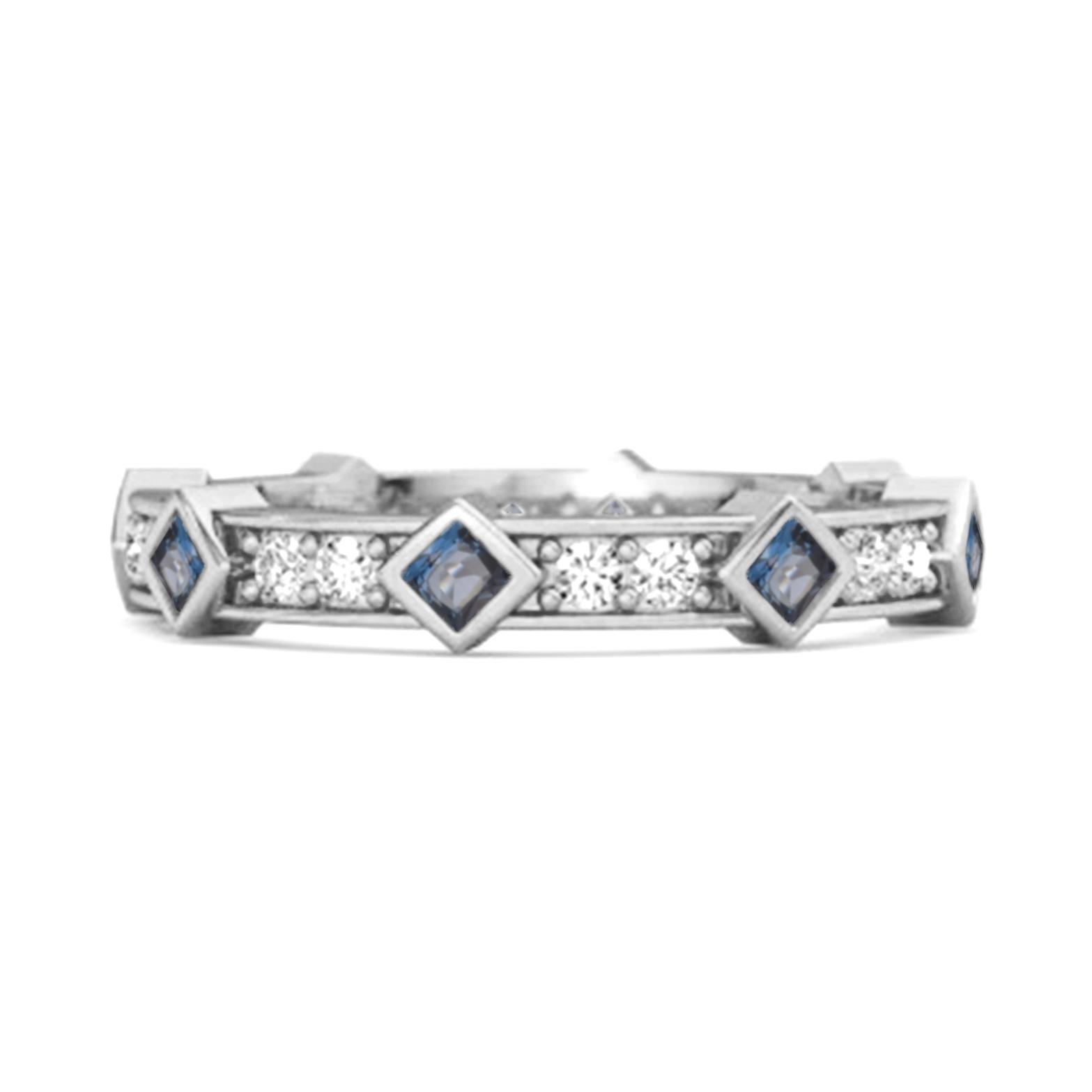 

London Blue Topaz Eternity Band Ring - 925 Sterling Silver 6 білий