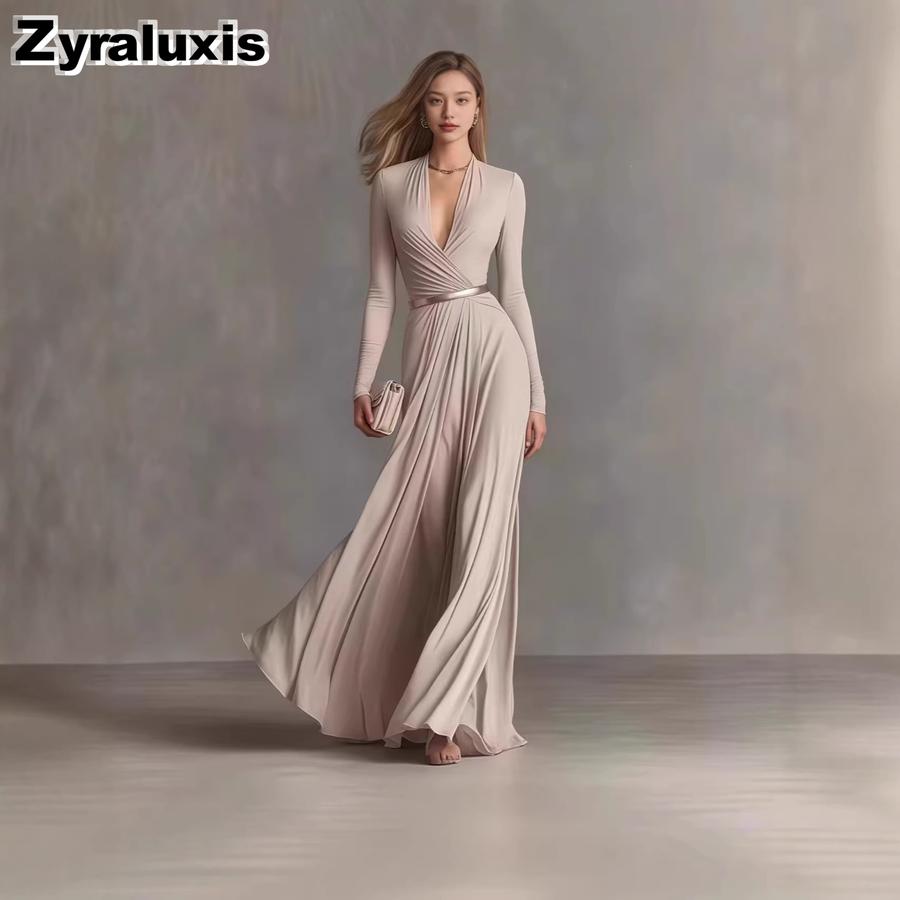 Women's Elegant Dress with Texture Long Sleeve, Small Fragrance Style, Waistline