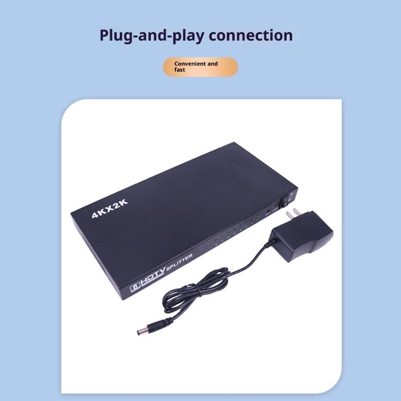 1x8 HDTV Distribution Amplifier With 4K60Hz Resolution Output Intelligent Switching For Gaming Consoles And PC