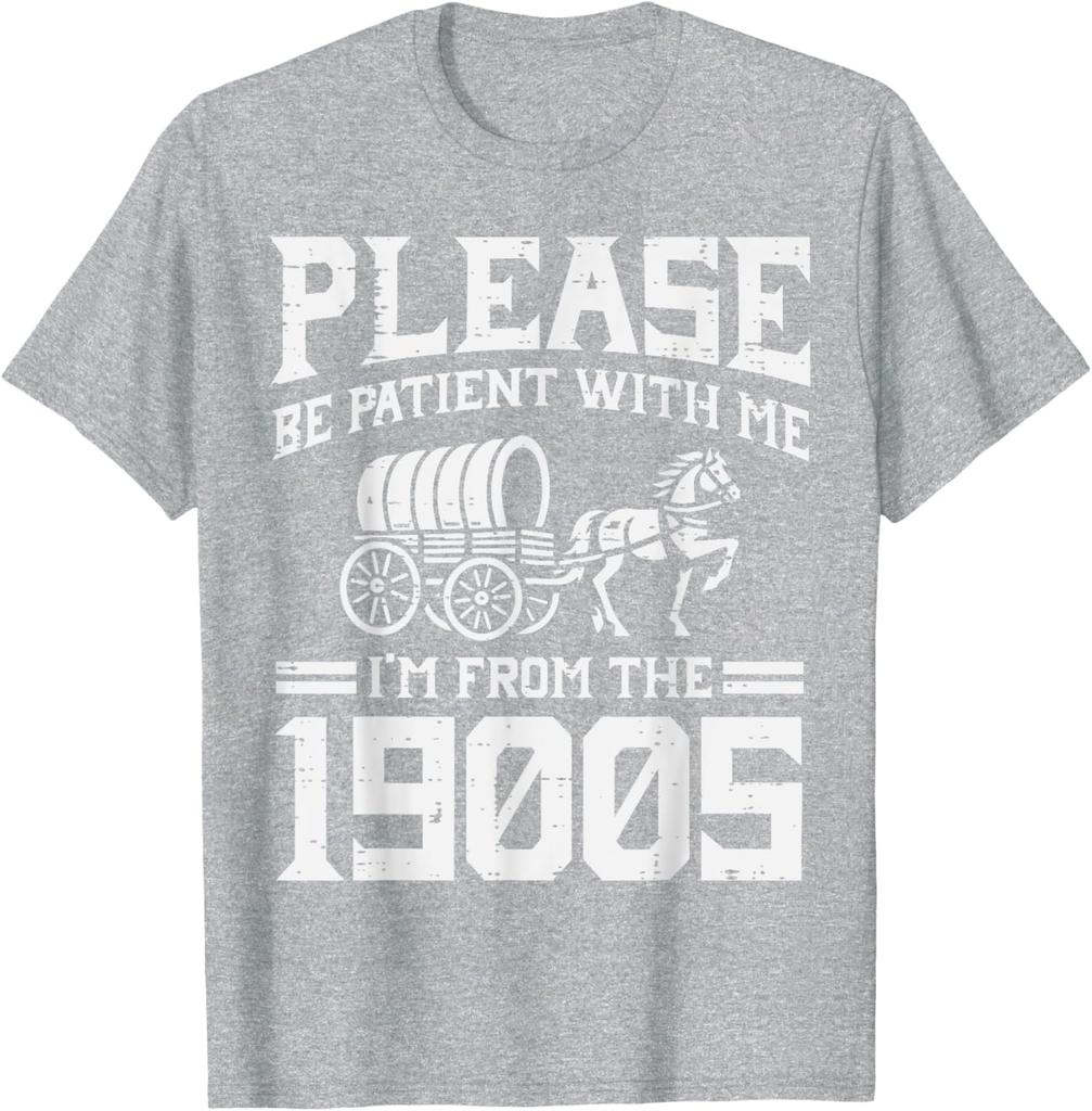 1900s Wagon Horse Vintage Funny Slogan Graphic Tee Casual Cotton Short Sleeve TShirt for Men