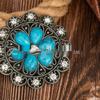 Retro Oval Rhinestone Flower Zinc Alloy Unisex Belt Buckle