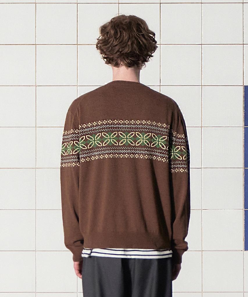 UNALLOYED Clover Argyle V-Neck Knit / Brown