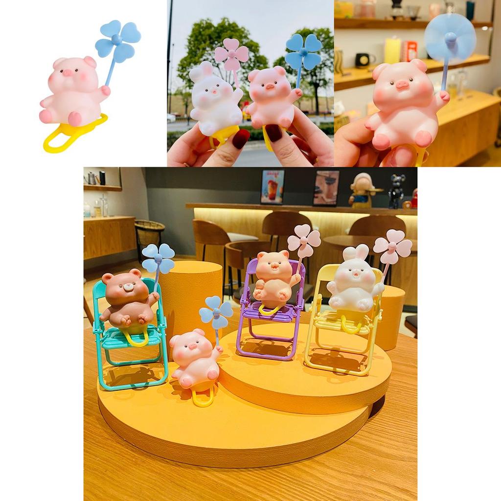 Adorable Cartoon Pig Windmill Plush Cute Car Decoration Creative Small Gift