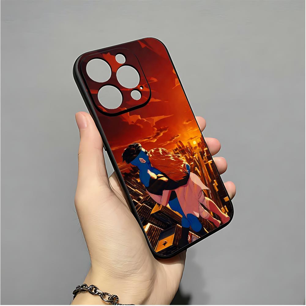 Cool I-InvincibleS Comic Phone Case For IPhone 16,15,14,13,12,11,XS,XR,X,8,7,Pro,Max,Plus,mini Silicone Black Cover