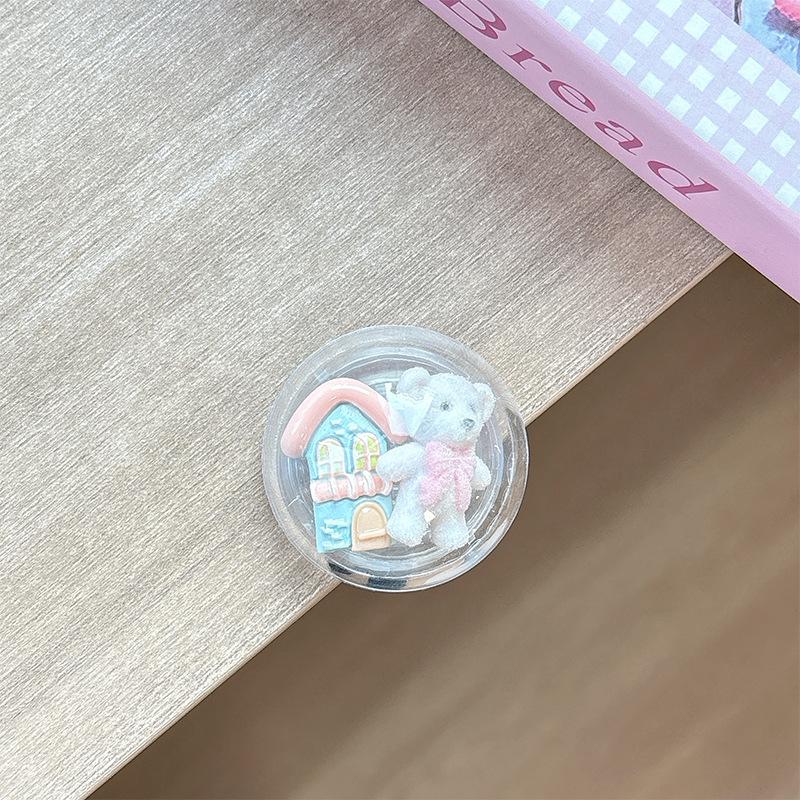 

Cute Wind Bear Duck House Round Mobile Phone Airbag Bracket Pasted Magnetic Telescopic Ring Girl Heart