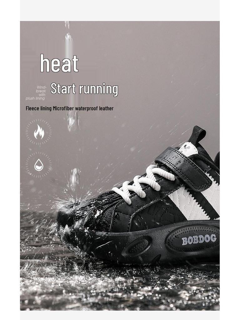 Bobodou Jungen Winterschuhe 2025 Baumwolle: Samtgefütterte, Warme Sportschalen-Schuhe für Mittelgroße & Große Kinder