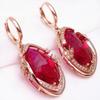 Exquisite Russian Purple Gold Inlaid Colored Gold Luxury Temperament Style Korean Version Water Drop-Shaped Rose Gold Redstone Earrings