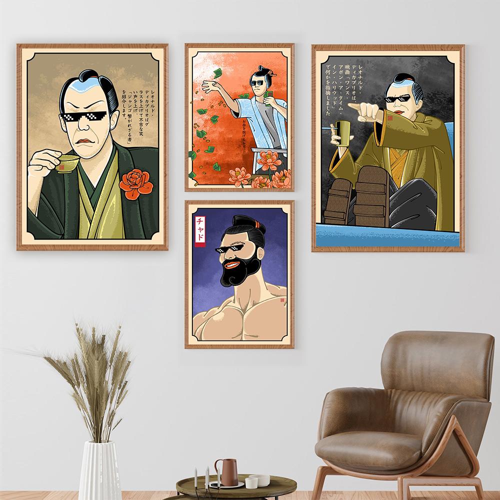 Kreskówkowa Figurka Głowa Rzeźba Rysunek Olejny Sztuka Plakat Druk Japonia Wojownik Zabawny Obraz na Płótnie Pokój Dom Ściana Dekoracja Fani Koszykówki