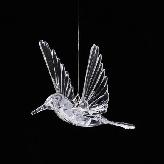 Hummingbird Hanging Ornaments Transparent Flying Birds with Hooks for Ceiling Decor Wedding Christmas Party Supplies