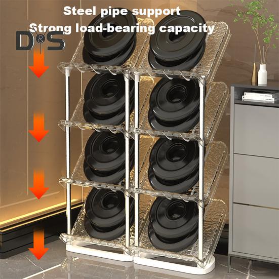 Skrånende smalt skostativ 5-lags Robust konstruksjon Enkel montering Skooppbevaringsorganisering Vertikal skohyllestativ