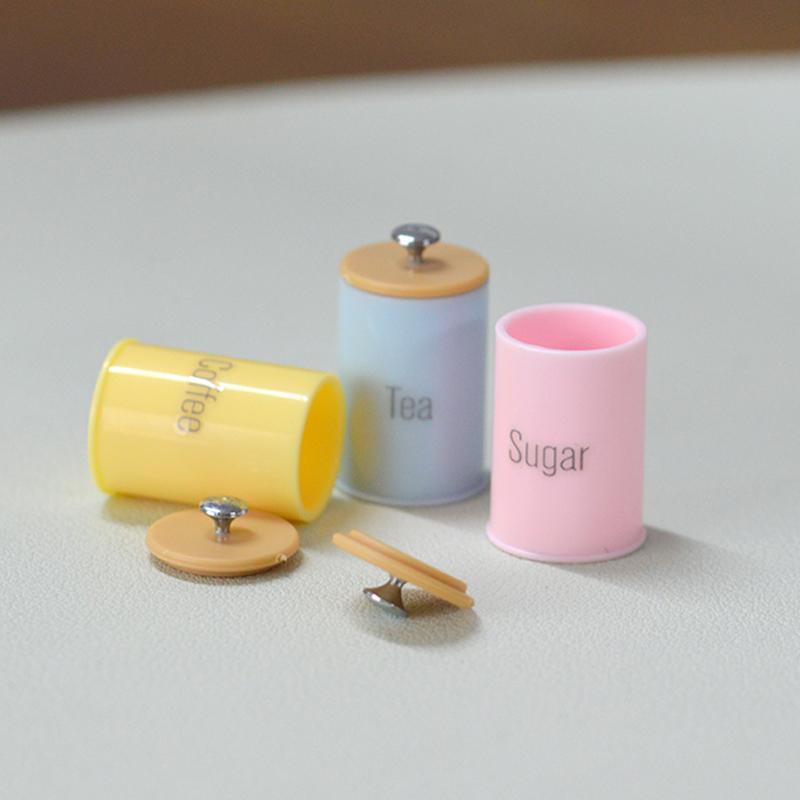 3Pcs Dollhouse Simulation Nordic Storage Jar Model Kitchen Storage Organzier Candy Box Miniature Food And Play Dry Goods Cans