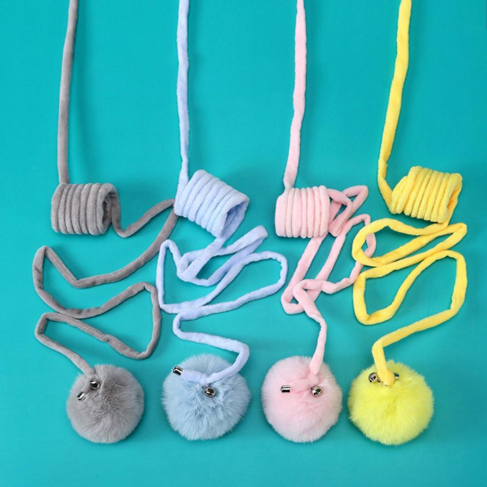 1PC Spring Plush Large Ball Cat-Teasing Stick Retractable Elastic Rope Cat Toy Self Pleasure Hanging