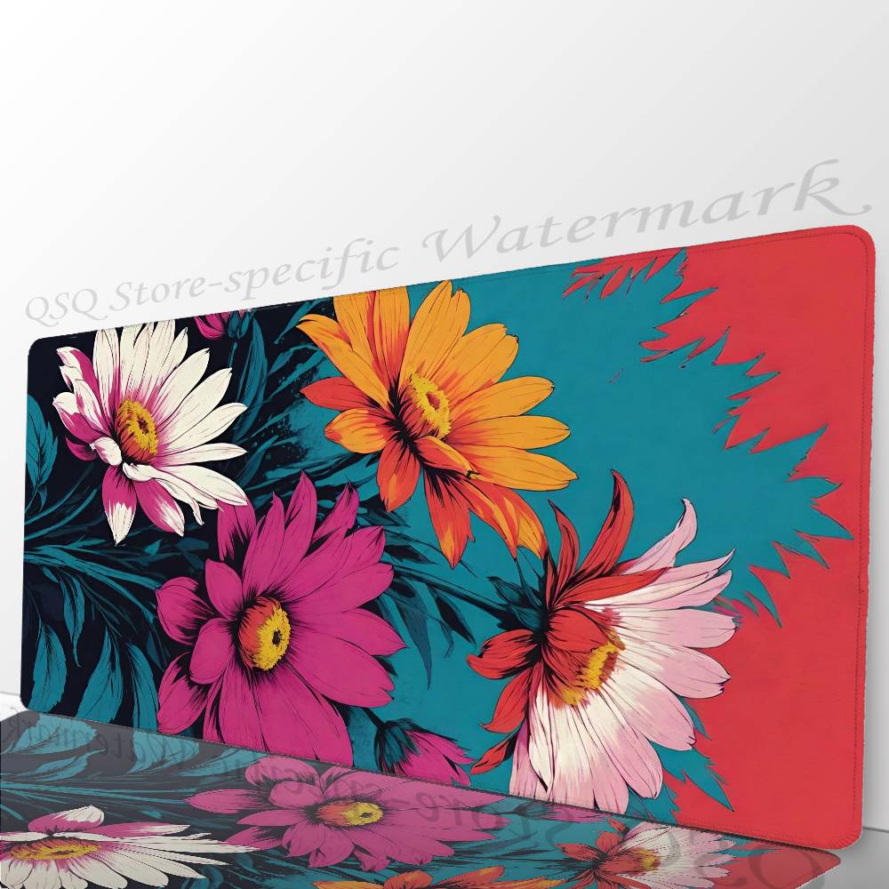 

Vintage Flower Daisy Mousepad Non-slip Suitable For Office Computers Laptops E-sports Game Desk Mats XXL Keyboard LockEdge700x300x2mm