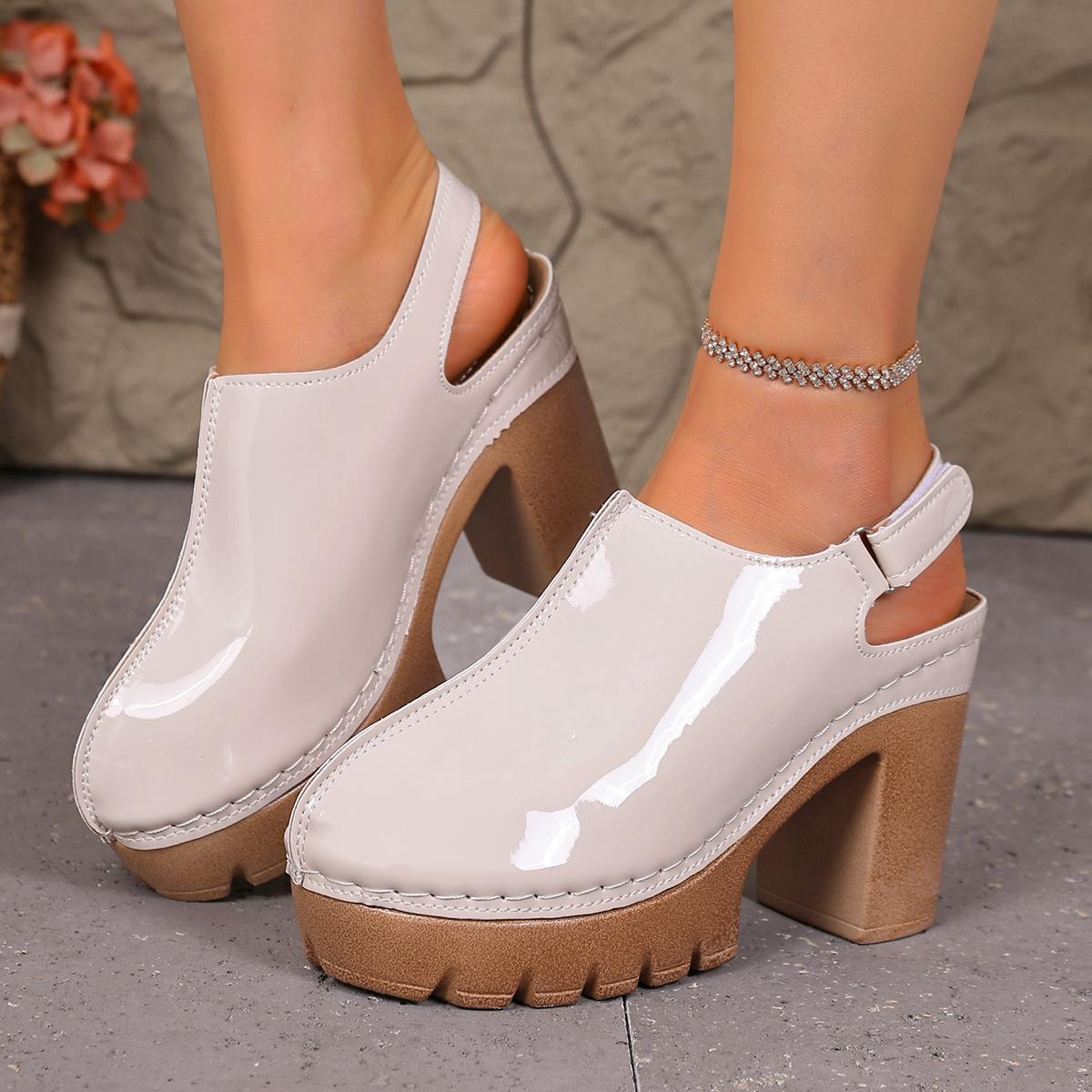 

Women s Sandals 2026 Summer Classic Retro Slip-on Comfortable High Heels Breathable Non-slip Light Sandals for Women 43 бежевий