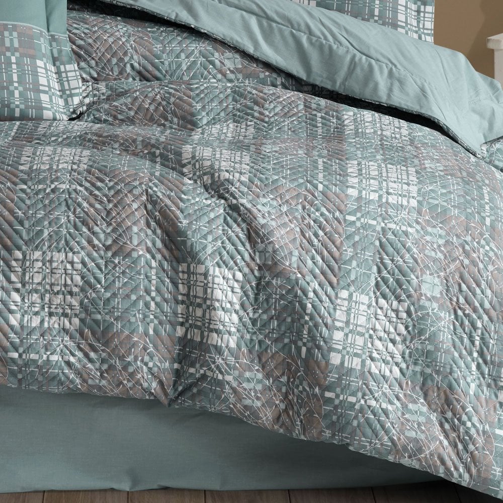 Hobby Lucia Green - Single Poplin Quilted Duvet Cover Set