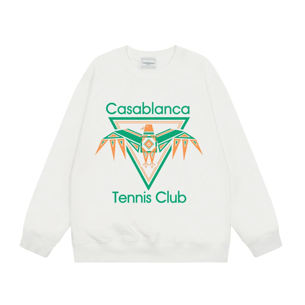 CASABLANCA Unisex Letter Print Terry Sweatshirt, New Style Round Neck