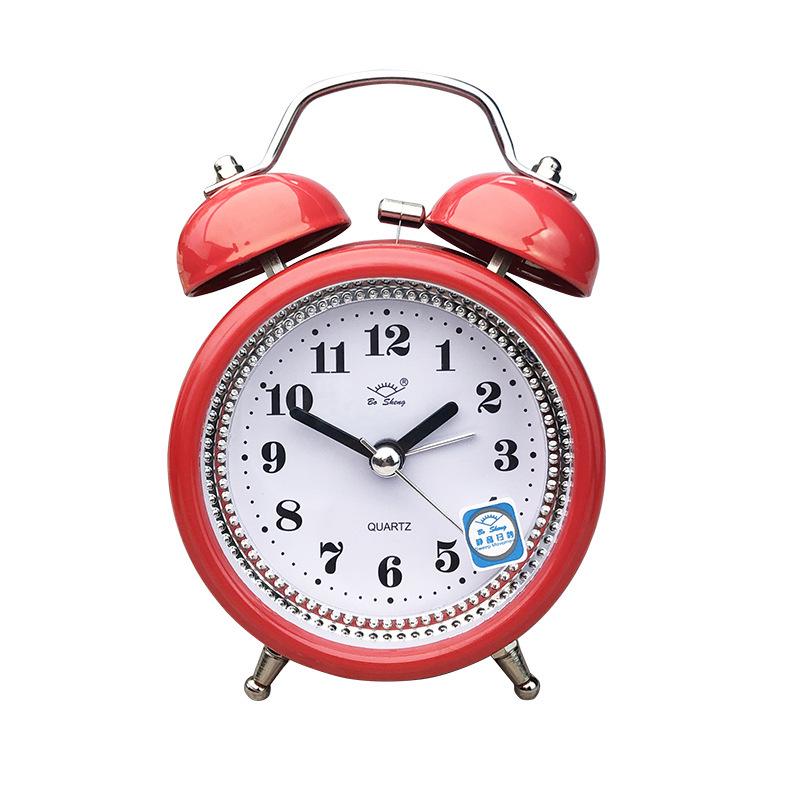 Creative 3-inch Metal Bell Alarm Clock with Night Light - Fashionable Bedside Clock for Students