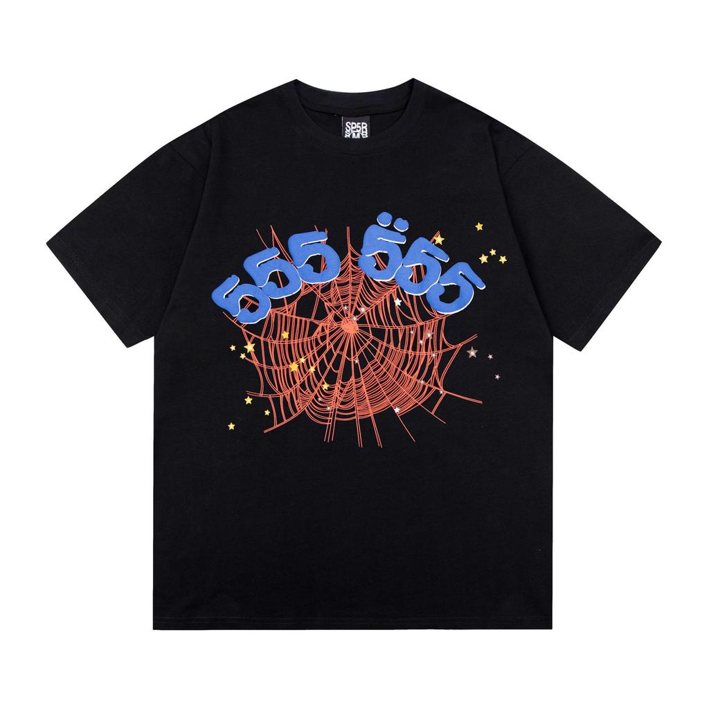 New Trendy Spider Web Print Short Sleeve Men's T-Shirt - Celebrity Style