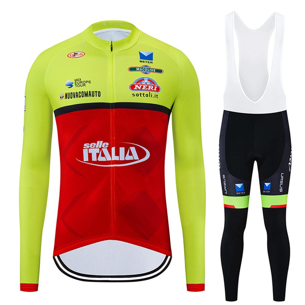 2026 Long-sleeved, Autumn Breathable Cycling Suit Set, Breathable Cycling Suit Team, Strap Long-sleeved Cycling Suit Set.