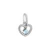 Pandora Sky Blue Beaded Heart Shape 925 Silver Pendant Women's Silver 798854C07