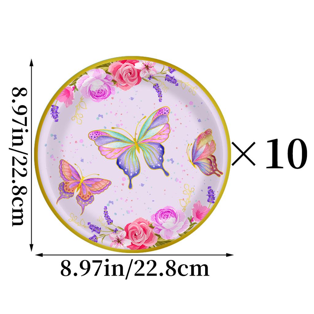Spring Butterfly Party Decoration Arrangement Paper Cup Paper Plate Knife Fork Spoon Set