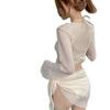 Women's 2025 High-End Four-Piece Long Sleeve Swimsuit Set – Sexy, Elegant, Vacation-Ready Split Bikini & Hot Spring Style