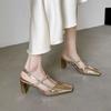 Summer 2026 Block Heel Square Toe Fashion Vintage Versatile Women's Sandals