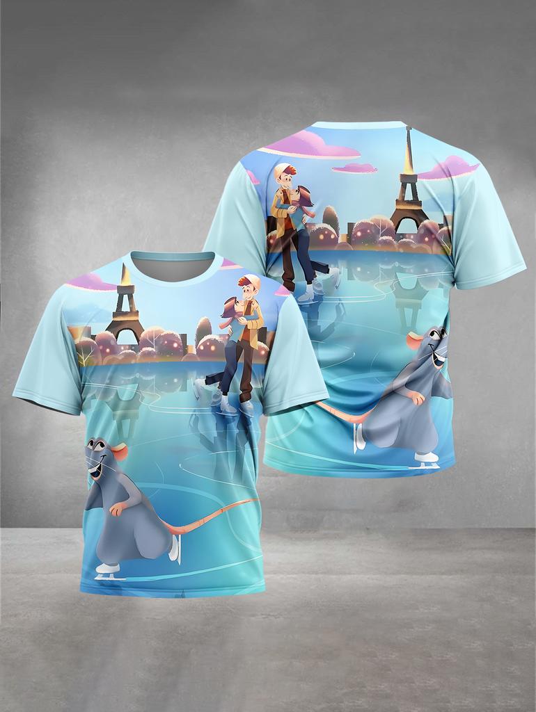 Summer Round Neck Cartoon Hotel Transylvania Pattern 3D Printed Top Fashionable Casual Short Sleeved Children's Boy T-shirts