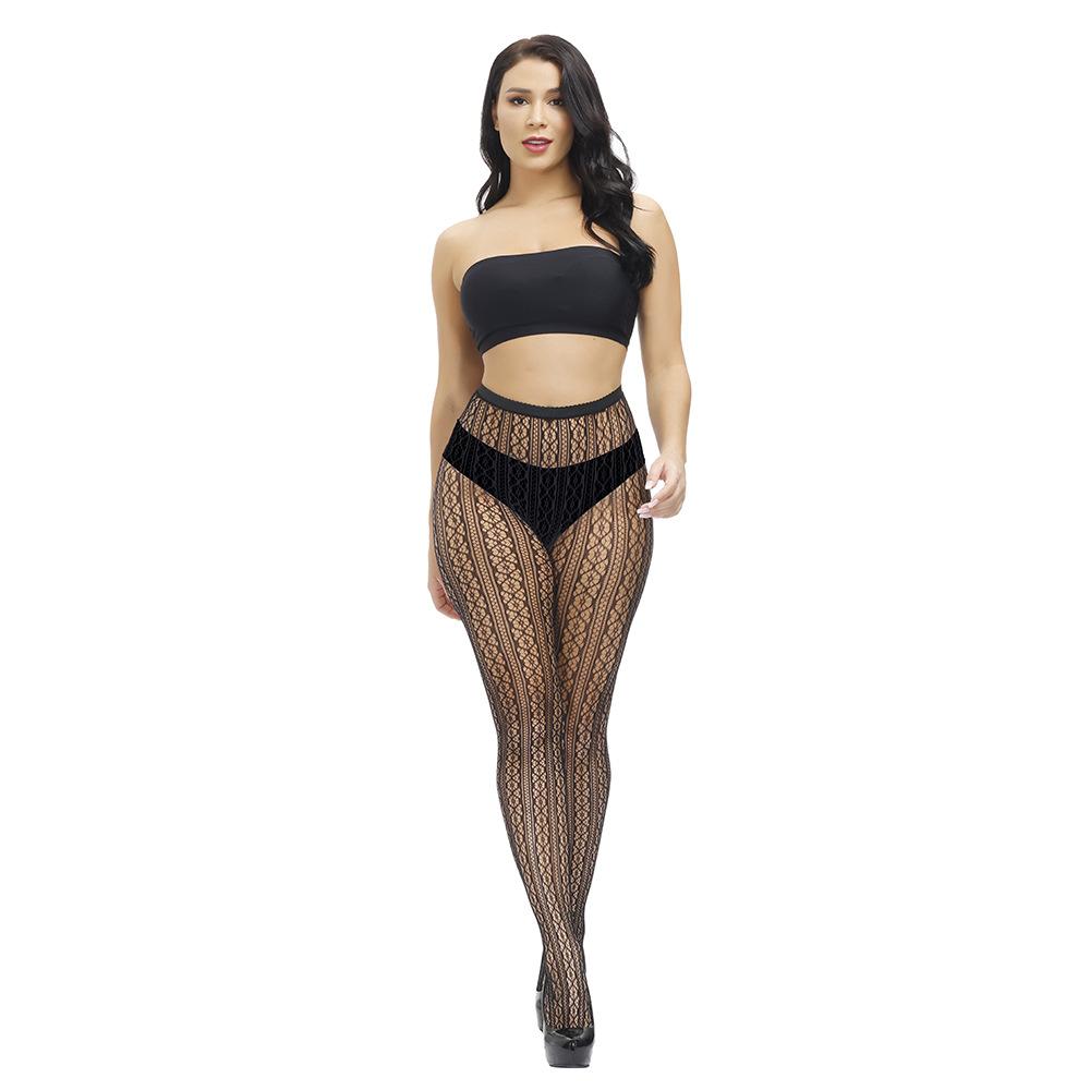 

New European and American fishnet pantyhose, mesh stockings, small mesh jacquard fashion pantyhose for women3061 One-size-fits-all, simple чёрный
