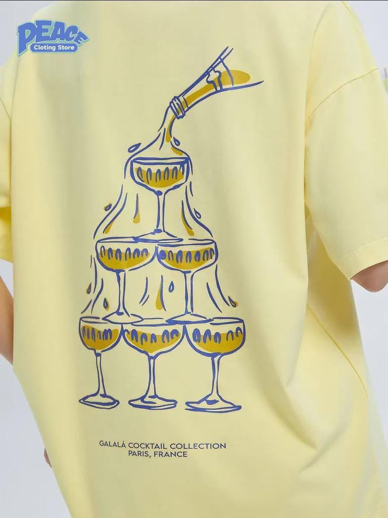Drink Drink Drink Printed T-shirt Men and Women 100% Cotton T-shirt Summer Fashion Casual Comfy Couple Short Sleeve Top Harajuku