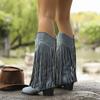 Independent Station Außenhandel Damenstiefel 2025 Herbst und Winter Neue Quasten Mode Stiefel Sexy Retro Westernstiefel Große Größe 43