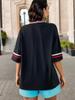 Women's Loose Stripe Trim Sports T-Shirt