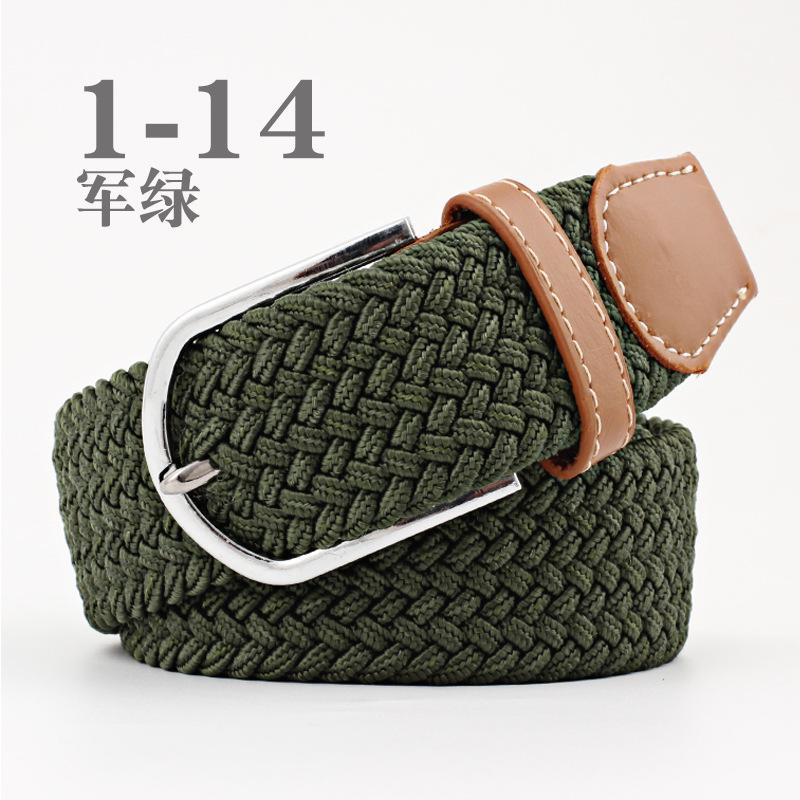 Women Casual Knitted Pin Buckle Without Holes Men Belt Woven Canvas Elastic Expandable Braided Stretch Belts for Female Jeans