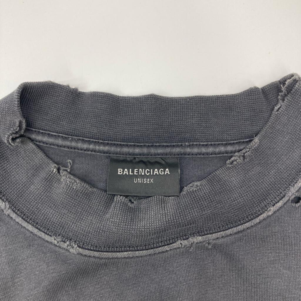 Balenciaga 739764 Tape Logo Crushed Oversized T-Shirt Tops XS grayUsed