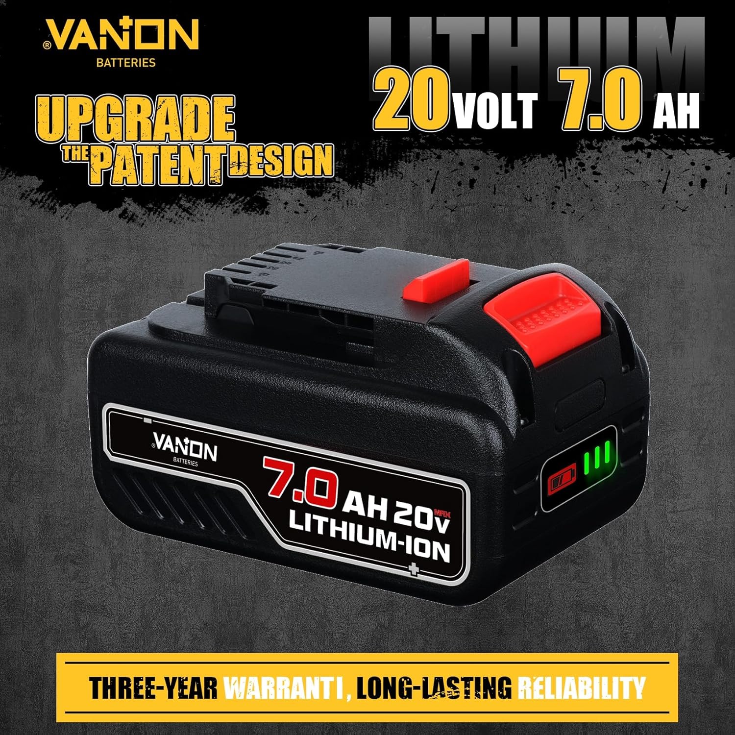 

VANON 7.0Ah 20 Volt Замена для Dewalt 20V Max Аккумулятор Lithium Ion Совместим с Dewalt Bateria DCB200 DCB204 DCB206 DCB201 DCB203 DCB181