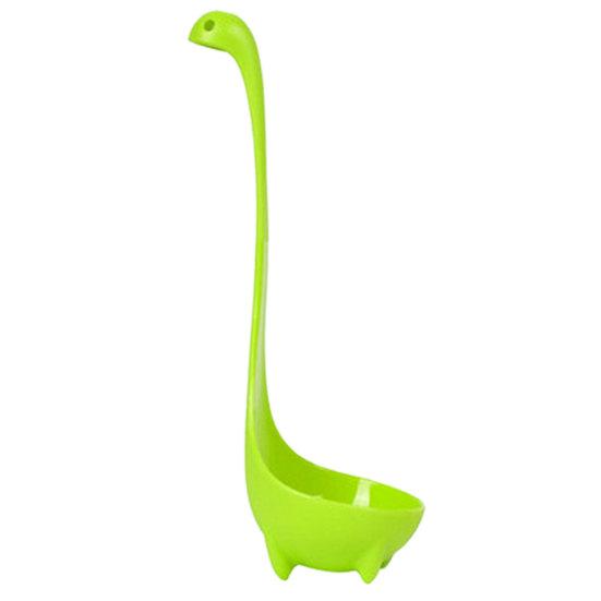 

Половник для супа в форме симпатичного динозавра, противоскользящая длинная ручка, вертикальная пищевая посуда, силиконовая ложка для сервировки, кухонные принадлежности зелёный