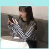 Oversized Striped T Shirt With Embroidery For Casual Spring Wear