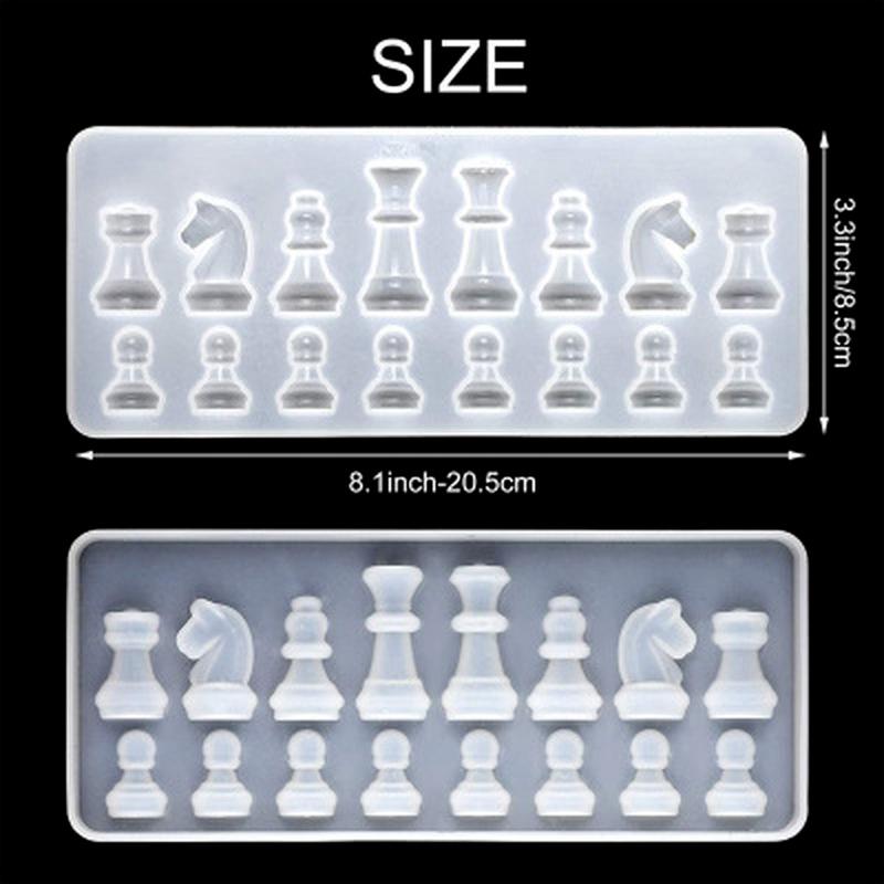 1/2PCS Chess Resin Mold Set Chess Pieces Silicone Mold Chess Board Epoxy Casting Mold for Diy Art Crafts Jewelry Making Family Board Games