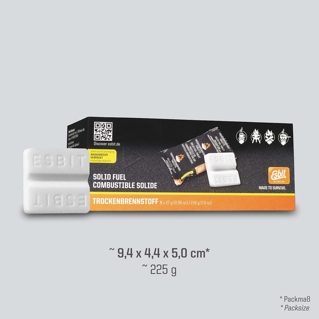 Esbit Lauko stovyklavimui kietojo kuro tabletės 27g x 8 x 8 vnt. ES00182700 (įskaičiuota 27g)