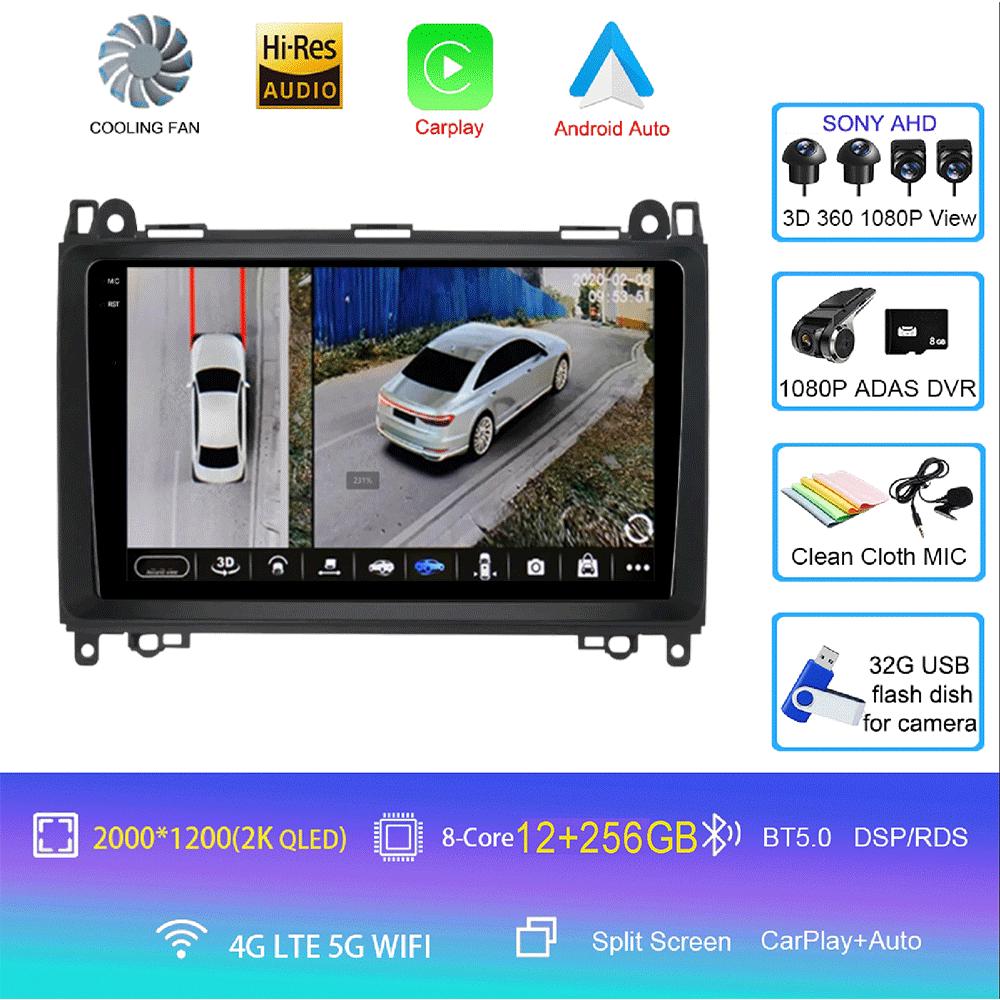 Android 14 Video Player 9'' For Mercedes Benz B200 Sprinter W906 W639 AB Class W169 W245 Viano Vito Car Radio Multimedia GPS DVD