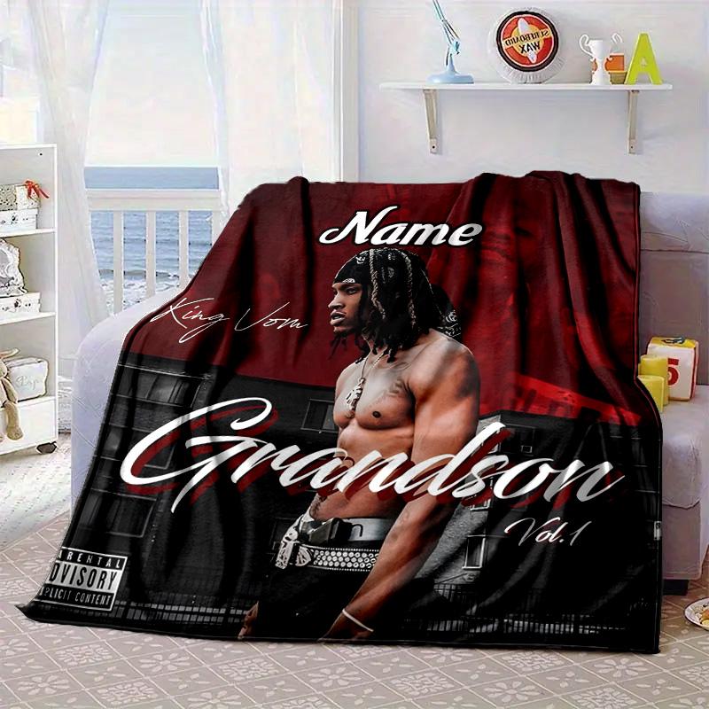 Custom Name King Tattoo Art Blanket bed sofa Blanket Flannel Blanket for Camping, Hiking, Picnic Essentials,gift for family and friends