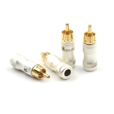 4Pcs Goldplated Rca Male Plug Hifi Audio Cable Audio Video Connector Adapter